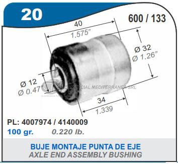 BUJE PUNTA DE EJE FIAT 600. 133. 800