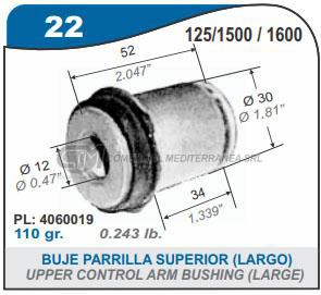 BUJE PARRILLA SUPERIOR LARGO FIAT 1500. 1600. 125