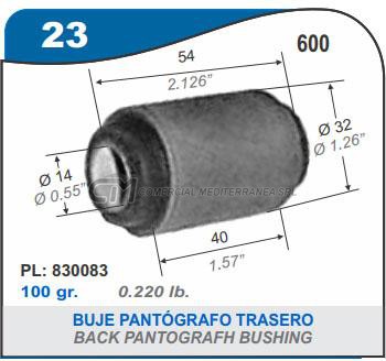 BUJE PANTOGRAFO TRASERO FIAT 600. 800