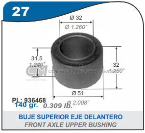 BUJE EJE DELANTERO SUPERIOR RENAULT GLADIATOR