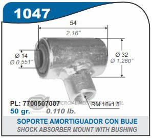 BUJE DE AMORTIGUADOR DELANTERO C/CORTO CAPEMI RENAULT 12/18/FUEGO 