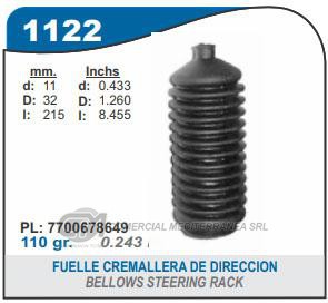 FUELLE DE TRANSMISION CAPEMI RENAULT 9/11 FUELLE CREMALLERA DE DIRECCION MECANICA