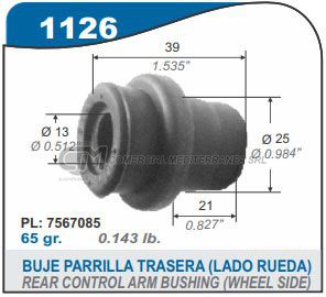 BUJE PARRILLA TRASERA DOBLE PESTANA CAPEMI FIAT DUNA/UNO/FIORINO 