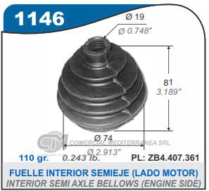 FUELLE DE TRANSMISION CAPEMI VOLKSWAGEN GOL/SAVEIRO/SENDA/CARAT / FIAT REGATA/TEMPRA / RE