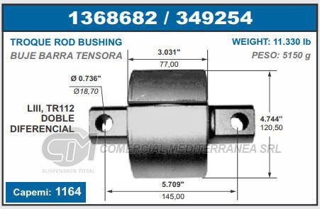 BUJE DE SUSPENSION CAPEMI SCANIA L 111, TR 112 BUJE TENSOR - DOBLE DIFERENCIAL