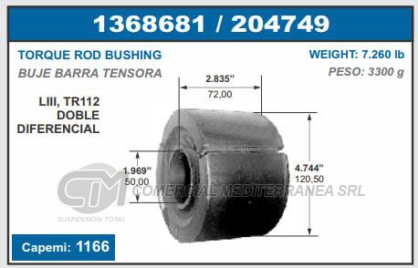 BUJE DE SUSPENSION CAPEMI SCANIA L 111, TR 112 BUJE TENSOR - DOBLE DIFERENCIAL