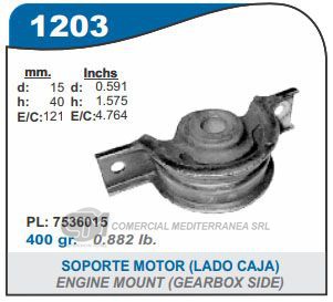 SOPORTE DE MOTOR CAPEMI FIAT UNO/DUNA/FIORINO NAFTA SOPORTE DE MOTOR LADO CAJA SOLO