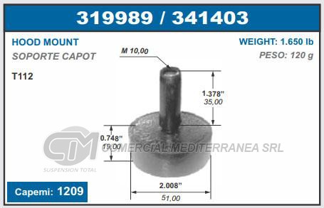 BUJE DE SUSPENSION CAPEMI SCANIA T112 TOPE DE GOMA ANTICHIRRIDO CAPOT