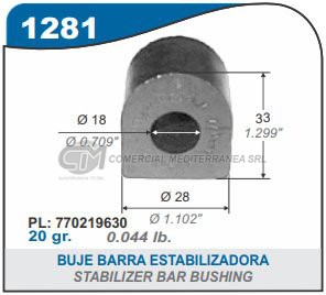 BUJE BARRA ESTABILIZADORA RENAULT R18. FUEGO (MOD.NUEVO)