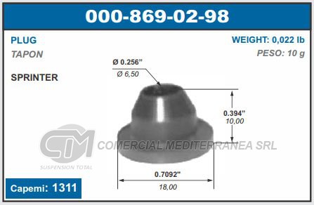 VARIOS SUSPENSION CAPEMI MERCEDES BENZ SPRINTER TAPON 6.5X10X18MM
