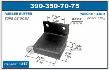 FUELLE DE TRANSMISION CAPEMI MERCEDES BENZ VARIOS TOPE DE GOMA 90X64X30 MM - AGUJEROS 11