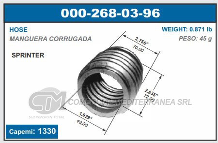 MERCEDES BENZ SPRINTER MANGUERA CORRUGADA 49X70X72 MM MERCEDES BENZ SPRINTER MANGUERA CORRUGADA 49X70X72 MM