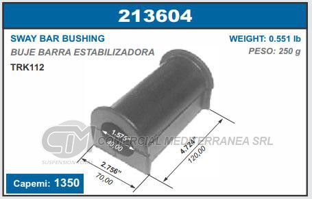 BUJE DE SUSPENSION CAPEMI SCANIA TRK - 112 BUJE BARRA ESTABILIZADORA DELANTERO