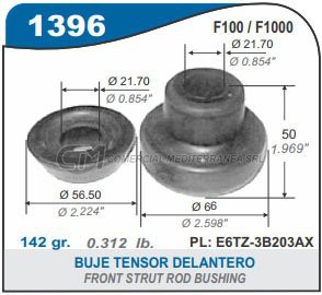 BUJES SUSPENSION BUJE TENSOR DELANTERO FORD F100. F1000