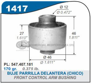 BUJES SUSPENSION PARRILLA DELANTERA FORD KA. FIESTA. ESCORT. ORION.VW