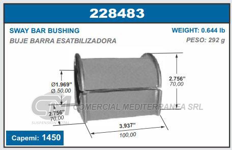 BUJE BARRA ESTABILIZADORA CAPEMI SCANIA CAMION 50X70X100MM