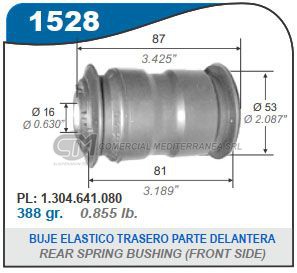BUJE ELASTICO TRASERO PARTE DELANTERA MONOHOJA FIAT DUCATO. PEUGEOT BOXER