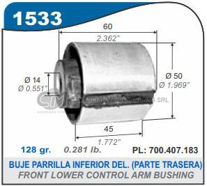 BUJE PARRILLA INFERIOR DELANTERA PARTE TRASERA VW TRANSPORTER