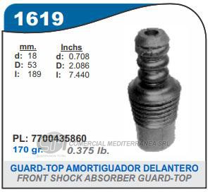 FUELLE DE TRANSMISION CAPEMI RENAULT CLIO II/DUSTER/CAPTUR GUARD-TOP AMORTIGUADOR DELANTE