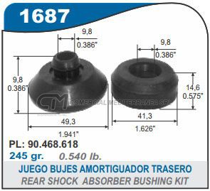 BUJES SUSPENSION CHEVROLET CORSA BUJE AMORTIGUADOR TRASERA