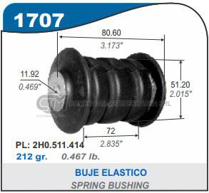 BUJE ELASTICO TRASERO PARTE TRASERA CAPEMI VOLKSWAGEN AMAROK 11.75X