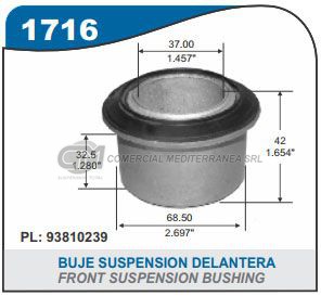 BUJE PARRILA SUPERIOR DELANTERA CAPEMI IVECO DAILY 37X57.4X42 MM