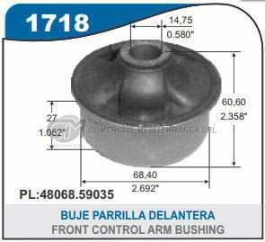 BUJE PARRILLA DELANTERA PARTE TRASERA CAPEMI TOYOTA COROLLA 02/18 