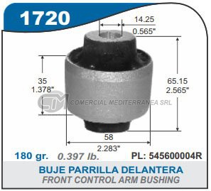 BUJE PARRILLA DELANTERA PARTE POSTERIOR CAPEMI RENAULT FLUENCE/MEGANE III 