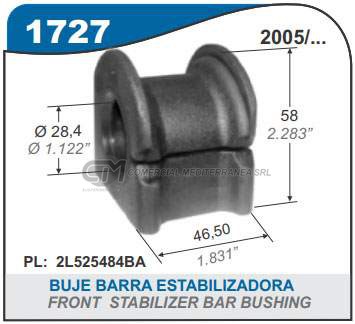 BUJE BARRA ESTABILIZADORA DELANTERA CAPEMI FORD RANGER 04/.. CON GRASA MARRON