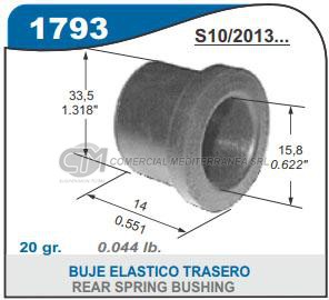 BUJE ELASTICO TRASERRO CHEVROLET S10 12/.. 
