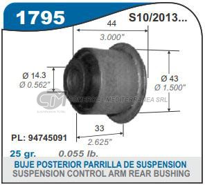 BUJE PARRILLA POSTERIOR CHEVROLET S10 12/.. 