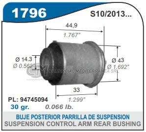 BUJE PARRILLA POSTERIOR CHEVROLET S10 12/.. 