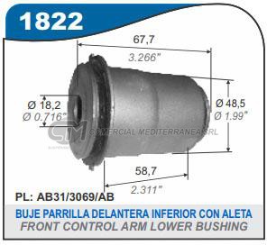 BUJE PARRILLA INFERIOR PARTE TRASERA CAPEMI FORD RANGER 12/.. CON ALETA