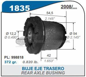 BUJE DE SUSPENSION CAPEMI PEUGEOT PARTNER II / CITROEN BERLINGO II 08/.. BUJE EJE TRAS