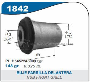 BUJE DE SUSPENSION CAPEMI HYUNDAI H1 94/04/H100 94/03 BUJE PARRILLA INFERIOR DELANTERA