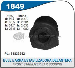 BUJE BARRA ESTABILIZADORA CENTRAL FIAT 500 