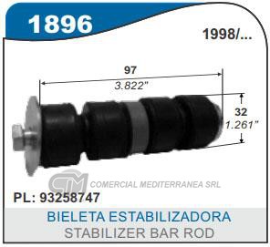 BIELETA DE SUSPENSION CAPEMI CHEVROLET S10/BLAZER 97/12 DELANTERA LARGO 95 MM
