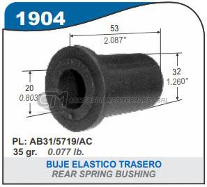 BUJE ELASTICO TRASERO FORD RANGER 12/.. 