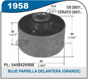 BUJE DE SUSPENSION CAPEMI HYUNDAI TUCSON/I30 / KIA CERATO/SPORTAGE BUJE DE PARILLA DEL
