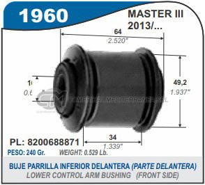 BUJE DE SUSPENSION CAPEMI RENAULT MASTER III BUJE PARRILLA DE SUSPENSION DELANTERA PAR