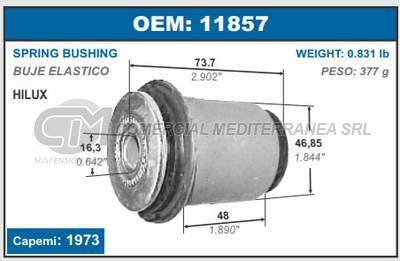 BUJE DE SUSPENSION CAPEMI TOYOTA HILUX 4X2-4X4/HILUX SW4 4X2-4X4 17/.. PARRILLA INFERI