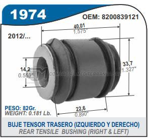 BUJE DE SUSPENSION CAPEMI RENAULT DUSTER/DUSTER OROCH BUJE TENSOR TRASERO