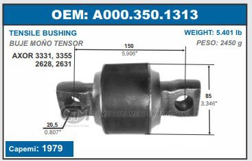 BUJE DE SUSPENSION CAPEMI MERCEDES BENZ ATEGO 3331/3355/2628/2631 BUJE MONO TENSOR
