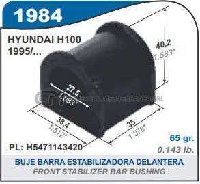 BUJE DE SUSPENSION CAPEMI HYUNDAI H1 94/01/H100 94/03 BUJE CENTRAL BARRA ESTABILIZADOR