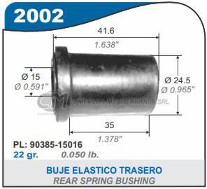BUJE DE SUSPENSION CAPEMI TOYOTA HILUX 4X2-4X4/SR5 BUJE ELASTICO TRASERO - LARGO