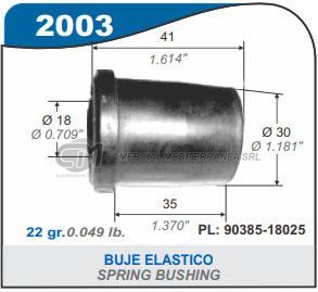 BUJE DE SUSPENSION CAPEMI TOYOTA HILUX ELASTICO TRASERO 17 MM