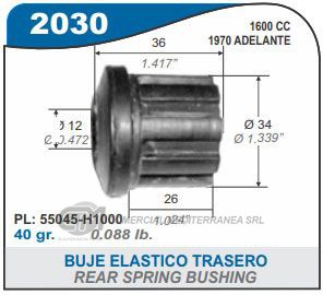 BUJE DE SUSPENSION CAPEMI NISSAN DATSUN 1600 70/.. BUJE ELASTICO TRASERO 12X34X26X36 M