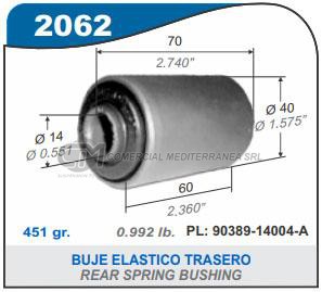 BUJES SUSPENSION TOYOTA HILUX 4X2.4X4 SR5