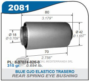 VARIOS SUSPENSION CAPEMI CHEVROLET LUV 4X2 / ISUZU PICK UP 4X2/AMIGO 4X2 OJO DE ELAST
