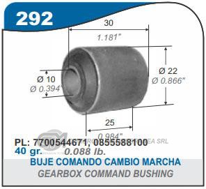 BUJE DE SUSPENSION CAPEMI RENAULT 12 BUJE COMANDO CAMBIO DE MARCHA 10X22X30X25 MM